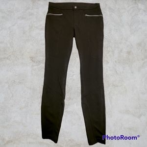 Athleta Black Ponte Motto Zipper Ribbed Panel Pants